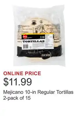 Costco Mejicano 10-in Regular Tortillas 2-pack of 15 offer
