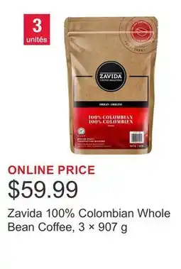 Costco Zavida 100% Colombian Whole Bean Coffee, 3 × 907 g offer