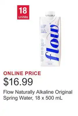 Costco Flow Naturally Alkaline Original Spring Water, 18 x 500 mL offer