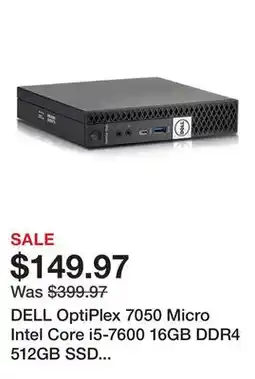 Newegg DELL OptiPlex 7050 Micro Intel Core i5-7600 16GB DDR4 512GB SSD Windows 10 Pro - Refurbish offer