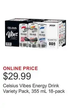 Costco Celsius Vibes Energy Drink Variety Pack, 355 mL 18-pack offer