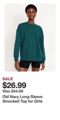 Old Navy Old Navy Long-Sleeve Smocked Top for Girls offer