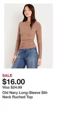 Old Navy Old Navy Long-Sleeve Slit-Neck Ruched Top offer