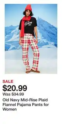 Old Navy Old Navy Mid-Rise Plaid Flannel Pajama Pants for Women offer