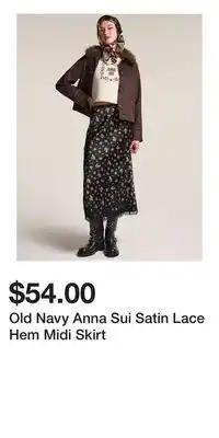 Old Navy Old Navy Anna Sui Satin Lace Hem Midi Skirt offer