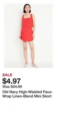 Old Navy Old Navy High-Waisted Faux-Wrap Linen-Blend Mini Skort offer