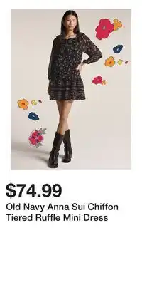 Old Navy Old Navy Anna Sui Chiffon Tiered Ruffle Mini Dress offer