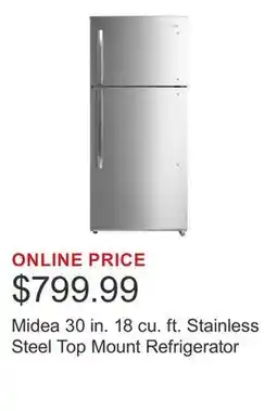 Costco Midea 30 in. 18 cu. ft. Stainless Steel Top Mount Refrigerator offer