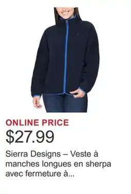 Costco Sierra Designs – Veste à manches longues en sherpa avec fermeture à glissière à l'avant offer