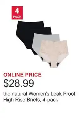 Costco the natural Women's Leak Proof High Rise Briefs, 4-pack offer