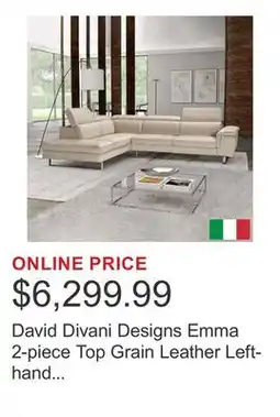 Costco David Divani Designs Emma 2-piece Top Grain Leather Left-hand Facing Sectional offer