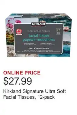 Costco Kirkland Signature Ultra Soft Facial Tissues, 12-pack offer