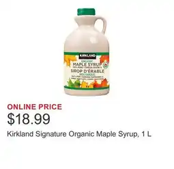 Costco Kirkland Signature Organic Maple Syrup, 1 L offer