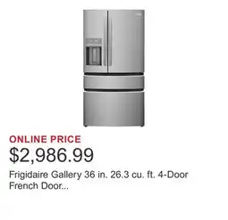 Costco Frigidaire Gallery 36 in. 26.3 cu. ft. 4-Door French Door Refrigerator with Flex Drawer offer