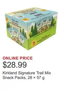 Costco Kirkland Signature Trail Mix Snack Packs, 28 × 57 g offer