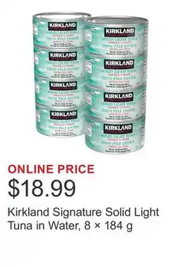 Costco Kirkland Signature Solid Light Tuna in Water, 8 × 184 g offer