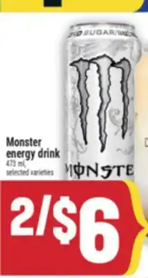 Marché Adonis Monster energy drink offer