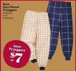 Giant Tiger Boys faux flannel PJ joggers offer