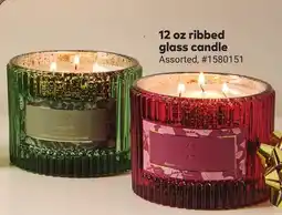 Giant Tiger 12 oz ribbed glass candle offer