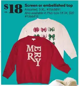 Giant Tiger Screen or embellished top offer