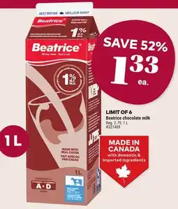 Giant Tiger Beatrice chocolate milk offer