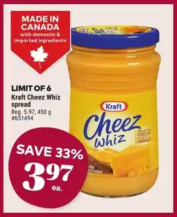 Giant Tiger Kraft Cheez Whiz spread offer