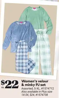 Giant Tiger Women's velour & minky PJ set offer