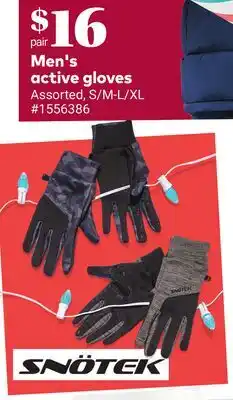 Giant Tiger SNOTEK Men's active gloves offer