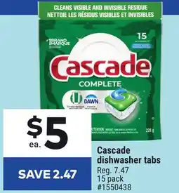 Giant Tiger Cascade dishwasher tabs offer