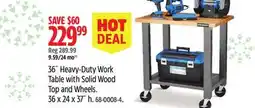 Canadian Tire 36˝ Heavy-Duty Work Table with Solid Wood Top and Wheels offer
