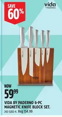Canadian Tire VIDA BY PADERNO 6-PC MAGNETIC KNIFE BLOCK SET offer