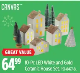 Canadian Tire 10-Pc LED White and Gold Ceramic House Set offer