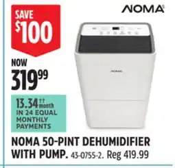 Canadian Tire NOMA 50-PINT DEHUMIDIFIER WITH PUMP offer