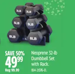 Canadian Tire Neoprene 32-lb Dumbbell Set with Rack offer