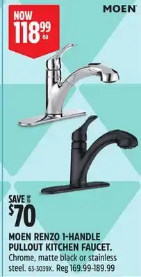 Canadian Tire MOEN RENZO 1-HANDLE PULLOUT KITCHEN FAUCET offer