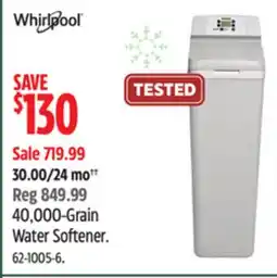 Canadian Tire Whirlpool 40,000-Grain Water Softener offer