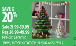 Canadian Tire For Living Pre-Lit Ceramic Trees, Green or White offer