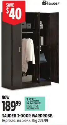 Canadian Tire SAUDER 3-DOOR WARDROBE offer