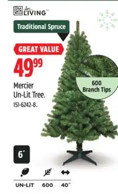 Canadian Tire For Living Un-Lit Mercier Christmas Tree with Tree Stand, 6-ft offer