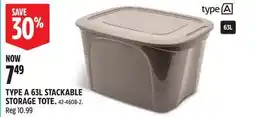 Canadian Tire TYPE A 63L STACKABLE STORAGE TOTE offer