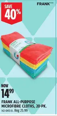 Canadian Tire FRANK ALL-PURPOSE MICROFIBRE CLOTHS, 20-PK offer