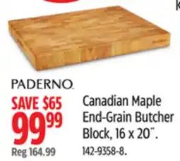 Canadian Tire Paderno Canadian Maple End-Grain Butcher Block, 16 x 20˝ offer