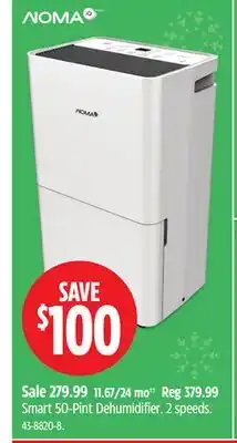 Canadian Tire Noma Smart 50-Pint Dehumidifier. 2 speeds offer