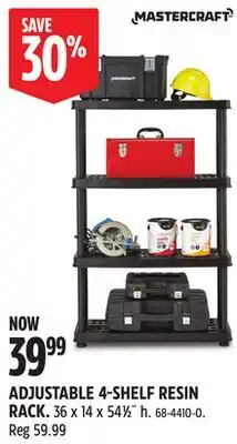 Canadian Tire Mastercraft ADJUSTABLE 4-SHELF RESIN RACK offer