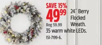 Canadian Tire Noma 24˝ Berry Flocked Wreath offer