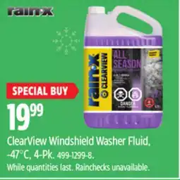 Canadian Tire Rain-X ClearView Windshield Washer Fluid, -47°C, 4-Pk offer