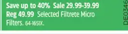 Canadian Tire 3M Selected Filtrete Micro Filters offer