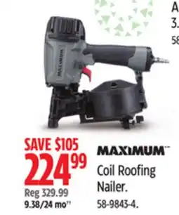 Canadian Tire MAXIMUM Coil Roofing Nailer offer