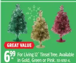 Canadian Tire For Living 12˝ Tinsel Tree offer
