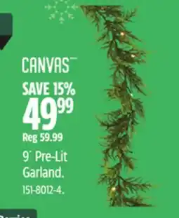 Canadian Tire 9´ Pre-Lit Garland offer